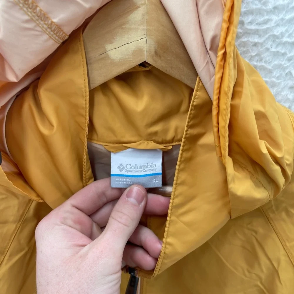 Columbia Rain Jacket Womens XL Yellow Switchback iii Waterproof Outdoor Hike